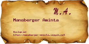 Mansberger Aminta névjegykártya